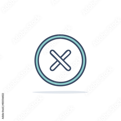 Minimalistic Error Cross Icon in a Circle Shape Displaying Rejection and Cancellation