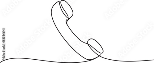Telephone handset in one continuous line drawing. Symbol of communication. Telephone in simple linear style. one line Icon drawing