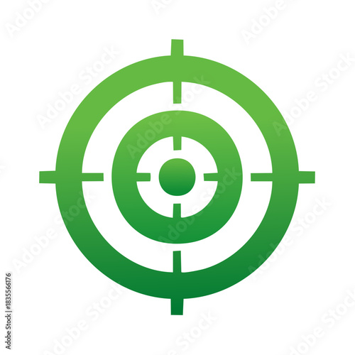 Green concentric rings form a crosshair or target for aiming accuracy and precision success, symbolizing focus and strategic intent
