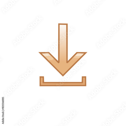 Shiny brown download icon symbol digital graphic user interface element vector