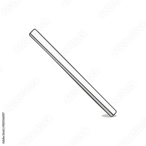 Clean, simple illustration of a single metallic straw, angled diagonally against a white background.