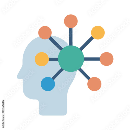 Human mind connections and learning processes, knowledge sharing and collaboration concept illustration
