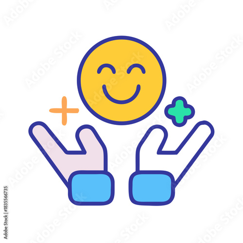 Emoji and Hands Illustration: Positive Vibes, Growth, and Support Concept