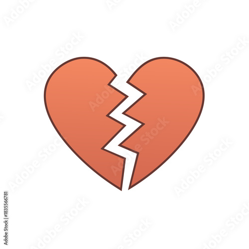 Red Broken Heart Icon Symbolizing Love Loss Sadness and Relationship Breakup