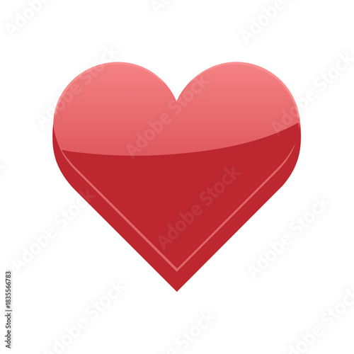 Glossy red heart icon with a three dimensional effect symbol of love and romance