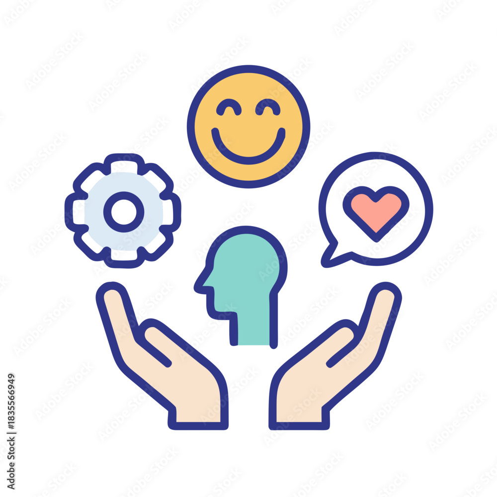 Fototapeta premium Mental wellness and balance illustrated through support and caring gestures