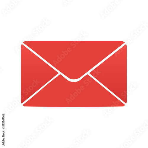 Red Envelope Icon with White Border on White Background Communication Symbol