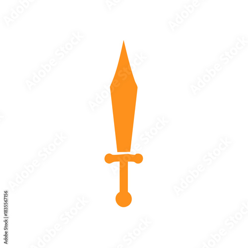 Orange Sword Icon Simple Stylized Graphic Design Element Vector Illustration