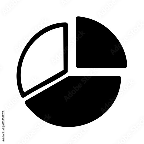 Simple black pie chart graphic with three segments for data representation