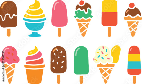 Brown ice cream pop with drizzle summer treat dessert frozen snack. Sweet ice cream on stick vector illustration on transparent background.