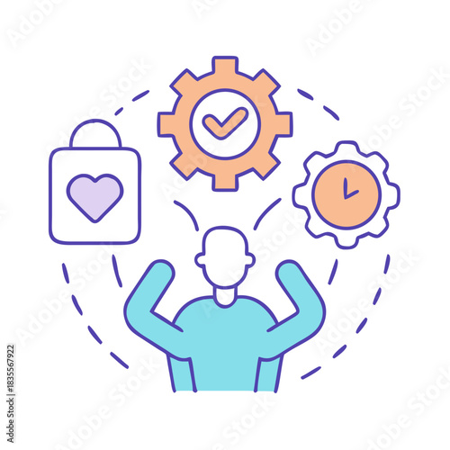 Conceptual illustration of productivity, motivation, and self improvement for personal and professional development