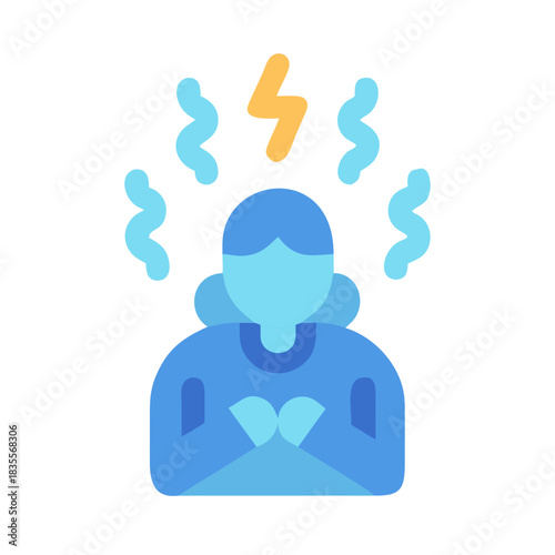 Stylized vector image of a person experiencing anxiety or stress emotions