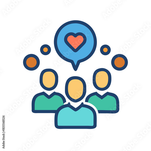 Group sharing love and support online represented by faceless people icon