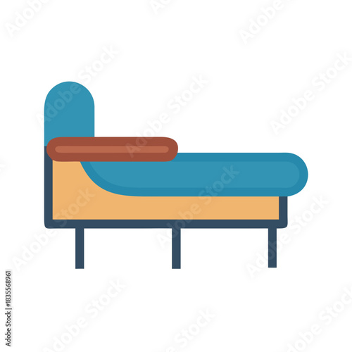 Stylized long seat or daybed on black background offering a modern aesthetic