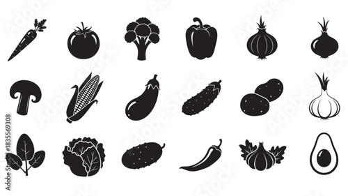 Set of vegetable icons simple flat vector design healthy food concept for web and mobile apps isolated on white background
