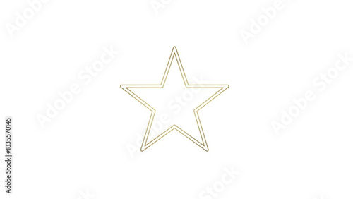 A minimalist golden outline of a five pointed star centered on a clean white background symbolizing achievement excellence and success