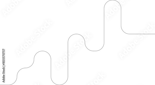 Element represents a dashed-tracked curve line structured with patterned segments following an irregular flowing arc.