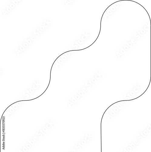 Element reveals a serpentine dashed route arranged in twisting irregular curves that create a flowing wavy trail.