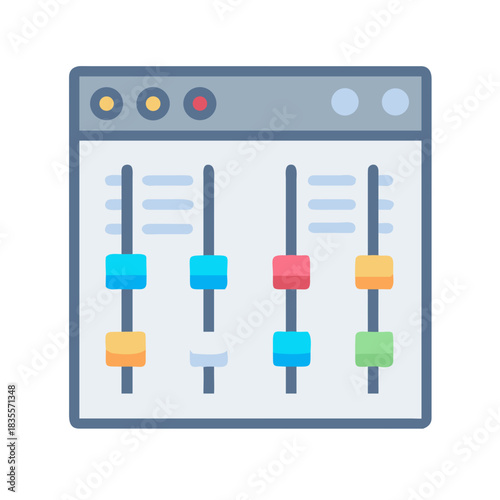 Colorful sliders on a panel representing audio controls for music production application