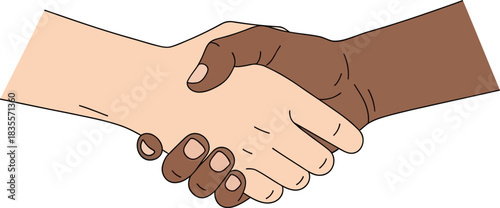 Diverse hands shaking symbolizing unity partnership cooperation and inclusion in business and society concept isolated on white background