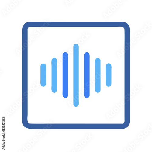 Audio wave icon inside frame on black background for app or interface.