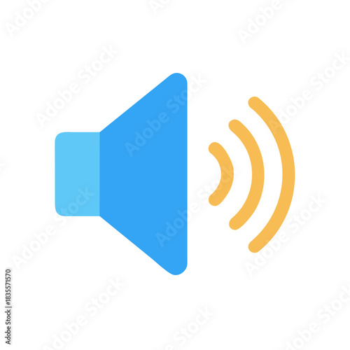 Icon of a speaker emitting sound waves on a black background