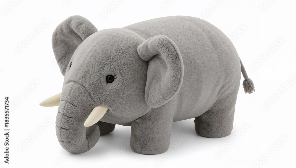 Obraz premium Adorable elephant plush toy for children room decor, soft animal ottoman, cozy nursery seating, modern kids bedroom furniture accent