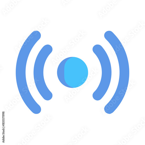 Modern wireless connectivity icon with light blue signals on black background
