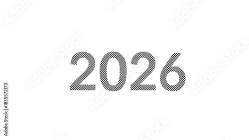 The number 2026 displayed in a pixelated or halftone pattern against a clean white background representing the upcoming year and future planning