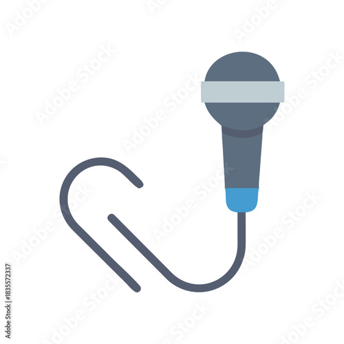 Minimalist illustration of a microphone with a cable on a black background