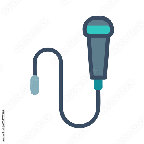Isolated stylized vector microphone graphic on black background for presentations or karaoke