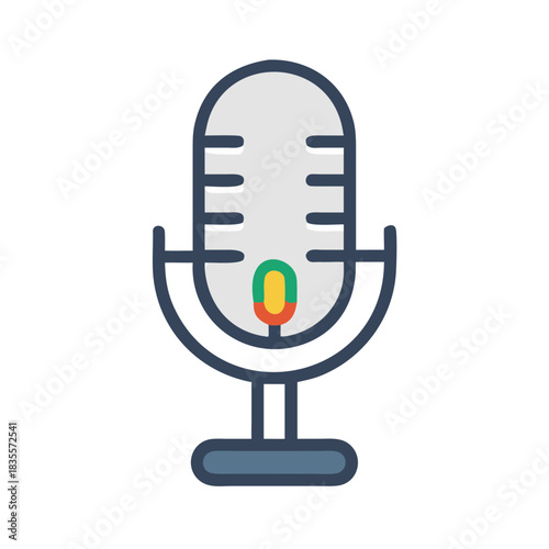 Stylish retro microphone design icon against a black background, perfect for podcasting
