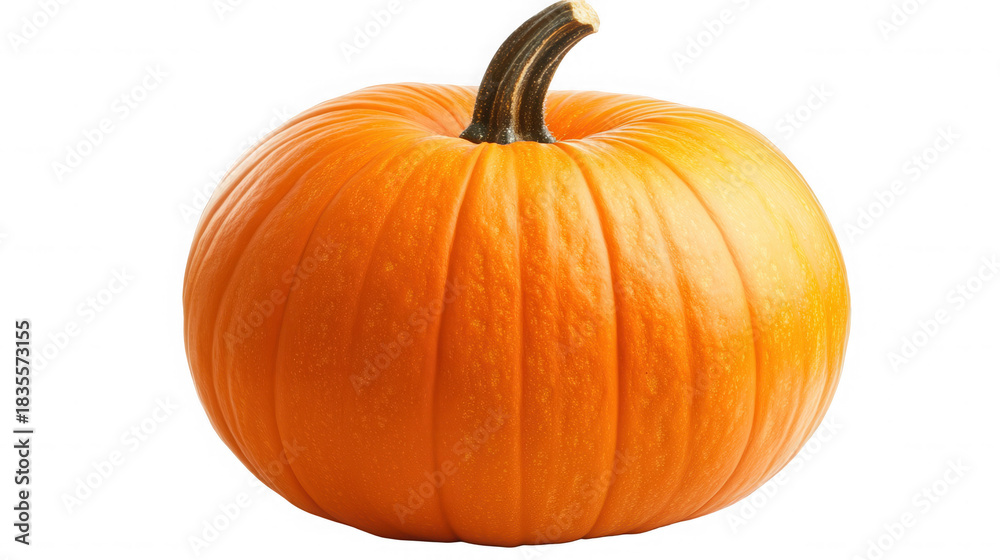 Obraz premium Bright orange pumpkin ready for halloween carving on transparent background