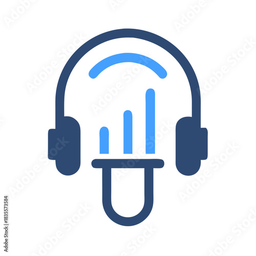 Modern flat vector icon representing audio visual content creation concept