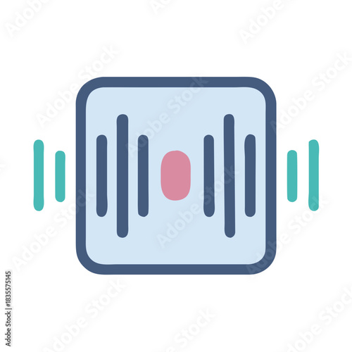 Modern illustration of sound wave form on light blue background. Vector design