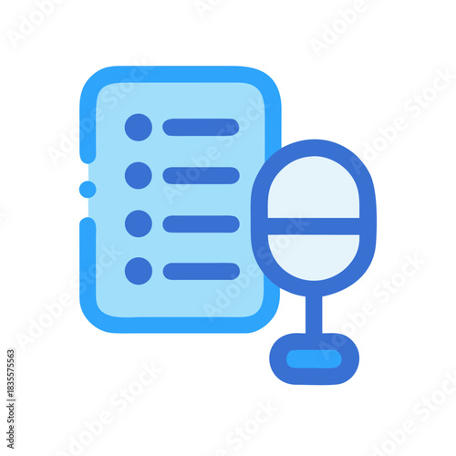 Modern icon of a microphone and list showing podcast or interview theme