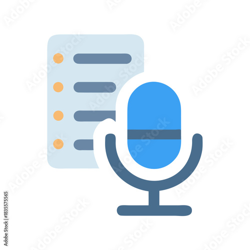 Microphone and list icon representing audio recording or podcast planning concept