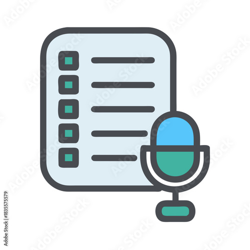 Icon of a recording list or voice notes, clean and modern style