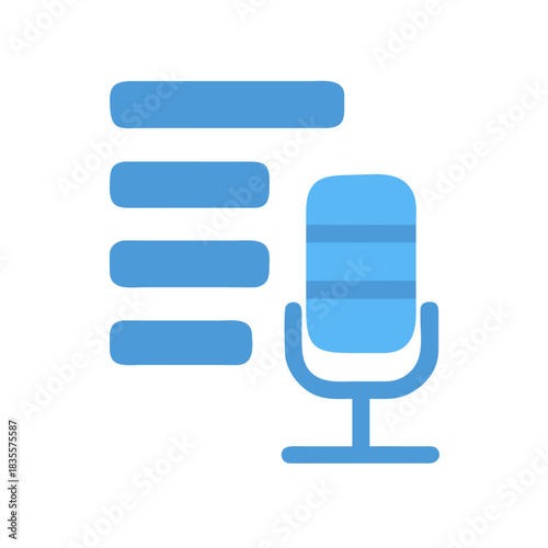 Podcast recording flat illustration: microphone and audio waveform on black backdrop