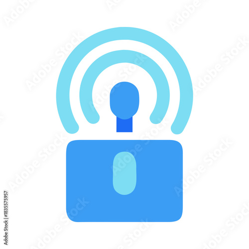 Wireless Technology Graphic Icon of Laptop with Wifi Symbol on Black