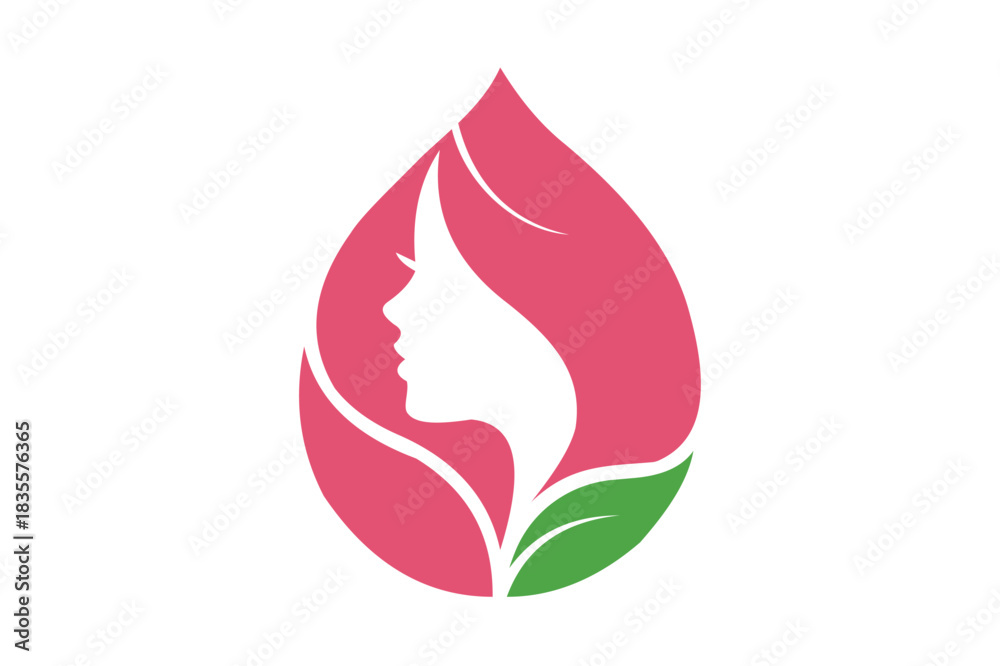 Obraz premium Beauty and Nature Fusion, Floral Silhouette of a Woman, Feminine Symbol, Floral Beauty Logo, Pink and Green Design. Resize and editable, ES 10.