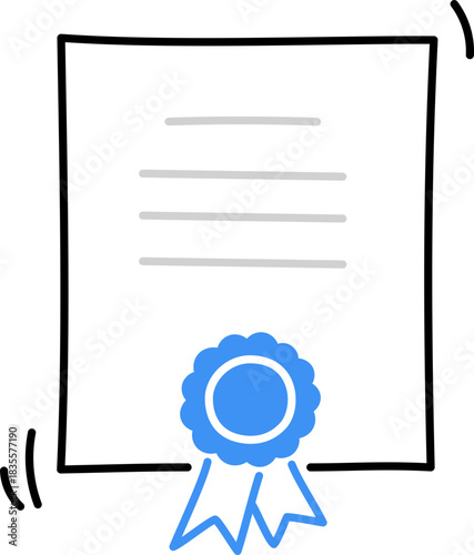 Diploma license icon. Hand drawn doodle line   qualification, training course  diploma license icon