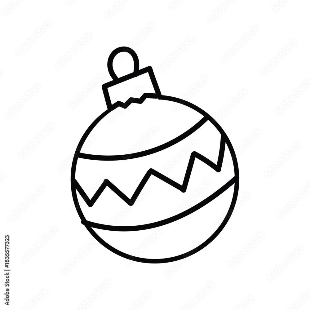 Obraz premium Simple line drawing of a festive Christmas ornament on a white background
