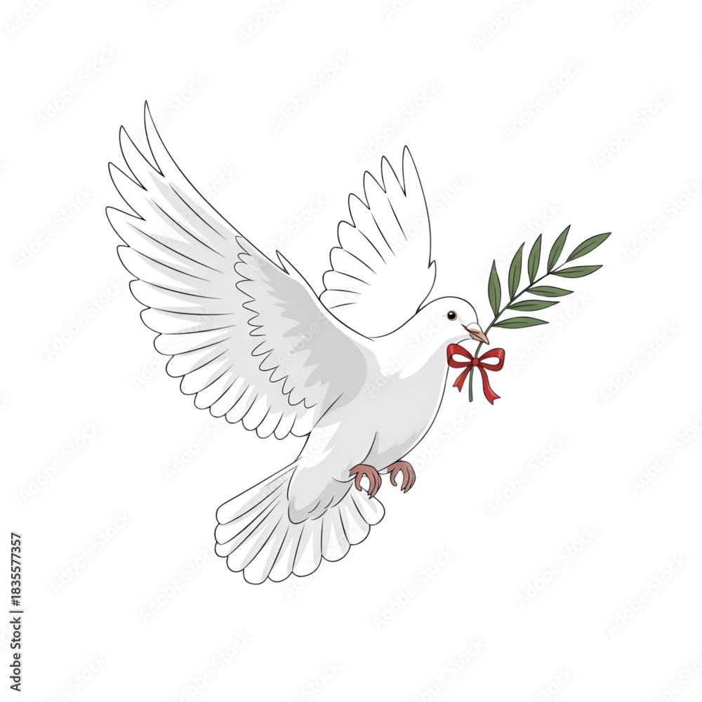 Fototapeta premium Illustration of a red winter mitten with a snowflake design on a light blue background with snow dots on transparent background