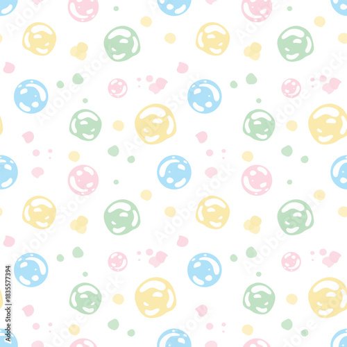 Pastel bubble seamless pattern. Bubble pattern, nursery background. Iridescent, soft tile design
