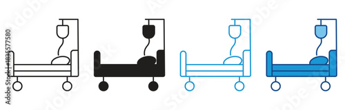 Hospital bed icon set. Medicine and healthcare.  hospital bed,  hospital outline icon isolated on white background, vector illustration.
