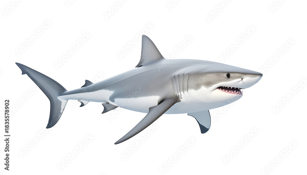 Naklejka premium Side view of a great white shark