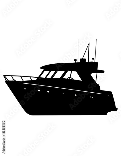 Silhouette of a motor yacht