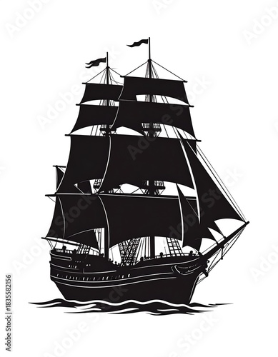 Silhouette of a sailing ship (1)