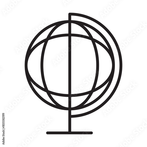 Minimalist Globe Icon Earth Travel Education Geography Cartography World Navigation Simple Design Outline Symbol Vector